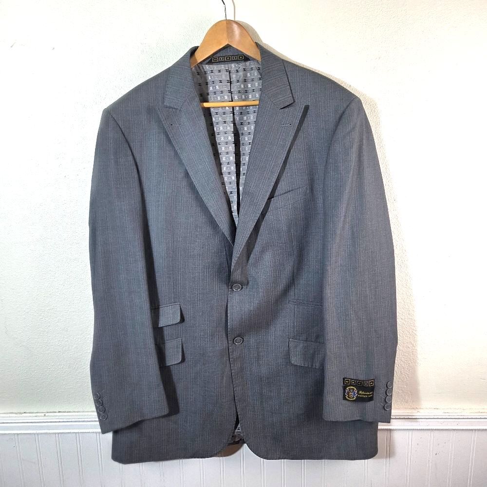 Men's NWT Mecca Grey Purple Pinstripe 5 Pocket Blazer Jacker Size 46L 40W